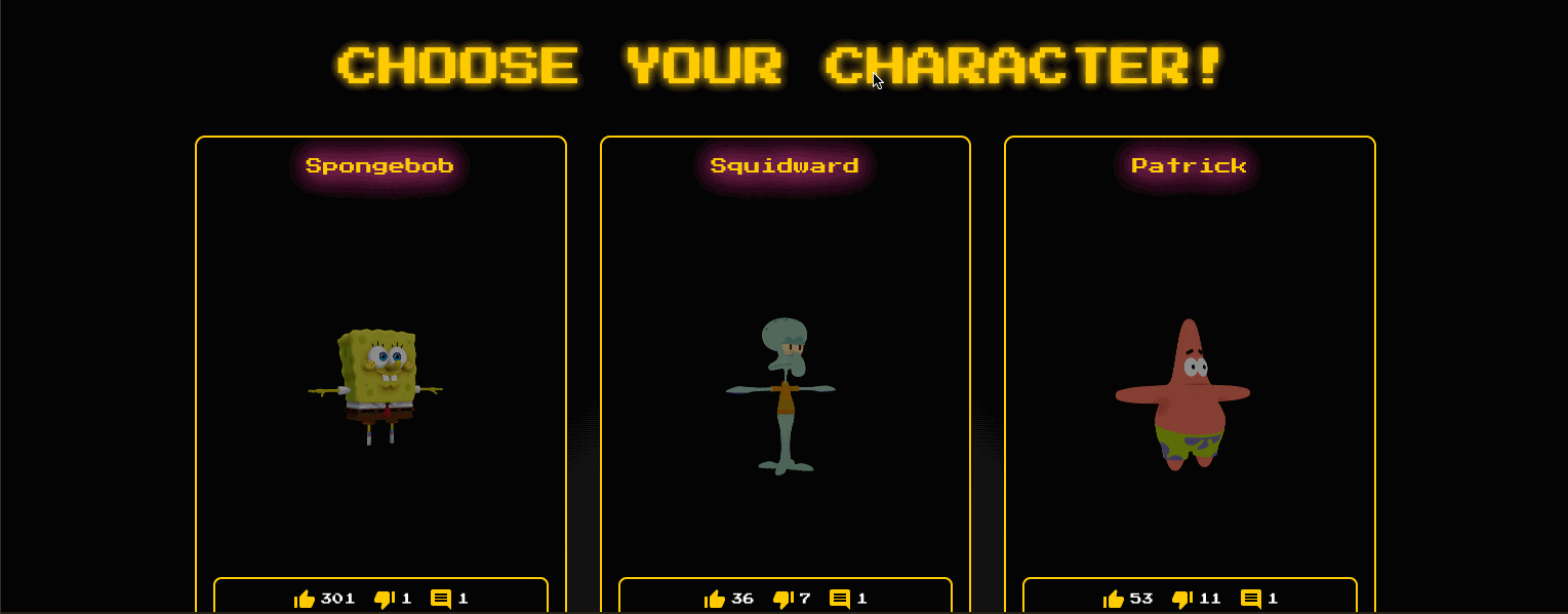 Screenshot of 3D Character Select